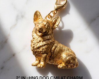 Pembroke Welsh Corgi Gold Dog Sculpture Bag Charm thumbnail 2