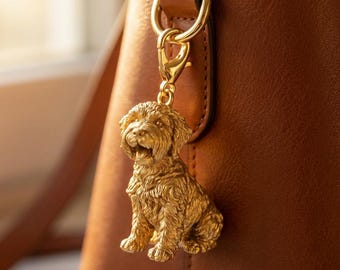 Schnoodle Gold Dog Sculpture Bag Charm thumbnail 1