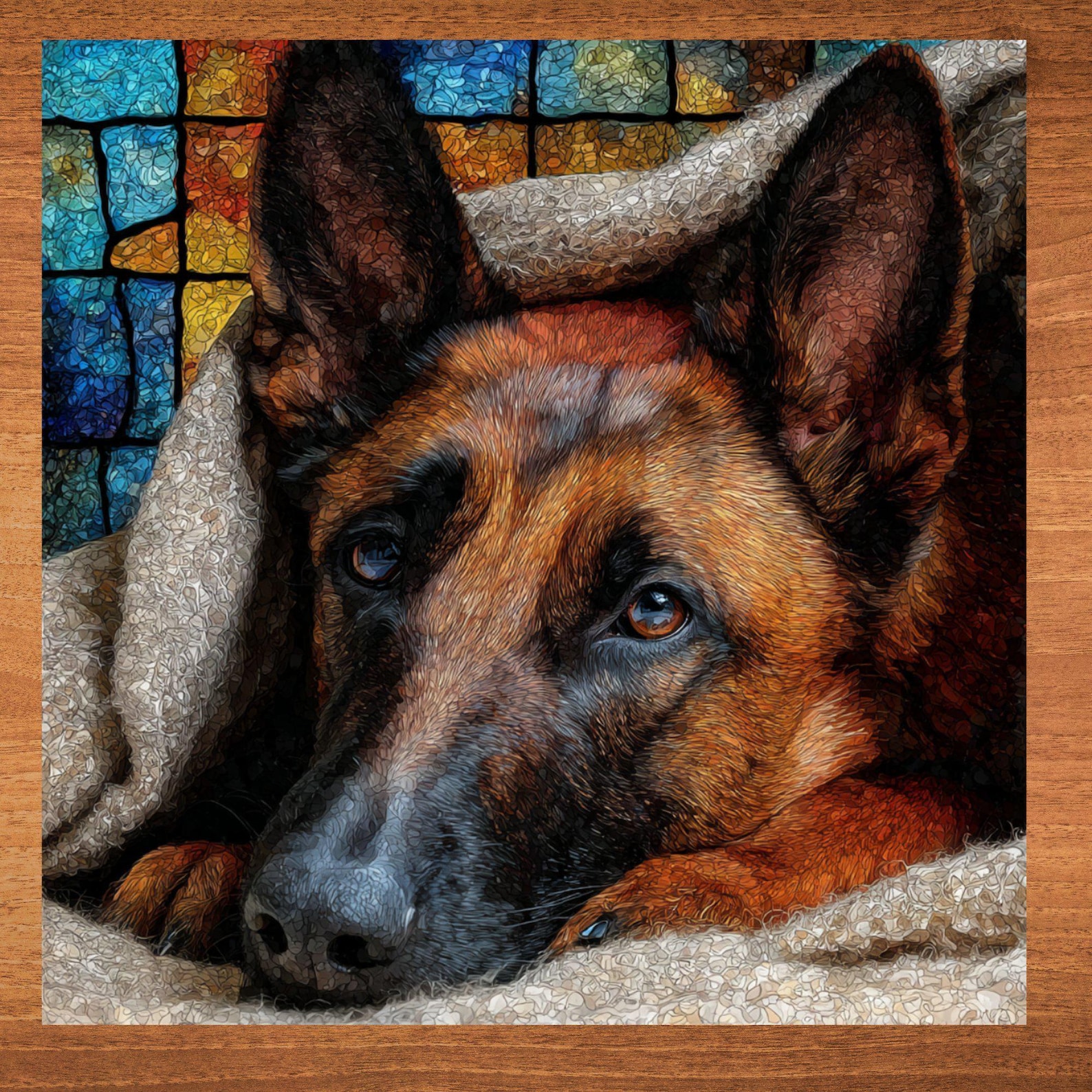 Belgian Malinois Under the Blanket Ceramic Tile