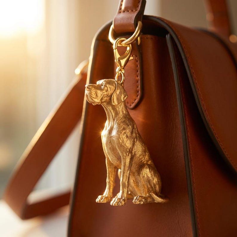 Great Dane Gold Dog Sculpture Bag Charm