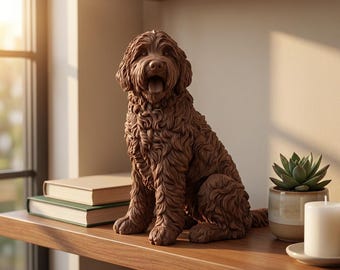 Goldendoodle Realistic Seated Dog Statue thumbnail 4