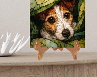 Jack Russell Terrier Under the Blanket Ceramic Tile thumbnail 2