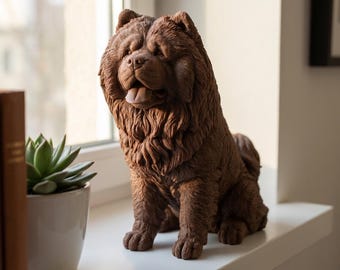 Chow Chow Realistic Seated Dog Statue thumbnail 1