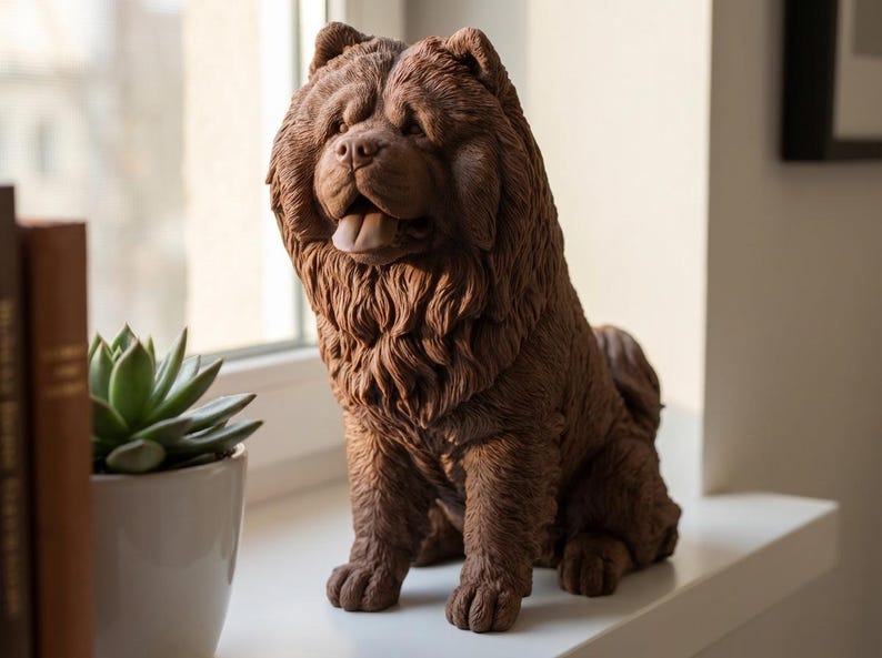 Chow Chow Realistic Seated Dog Statue