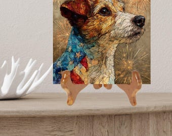 Russell Terrier USA Flag Patriotic Dog Ceramic Tile thumbnail 2