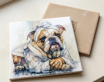 English Bulldog Spa Dog Ceramic Tile thumbnail 3
