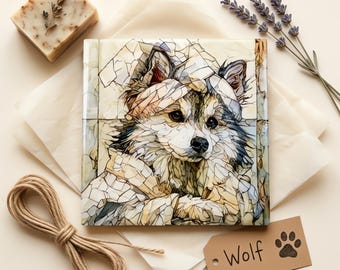 Pomsky Spa Dog Ceramic Tile thumbnail 2