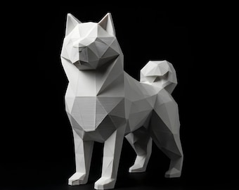 Akita Low-Poly Geometric Dog Statue thumbnail 2