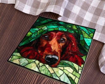 Irish Setter Under the Blanket Ceramic Tile thumbnail 4