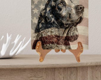English Cocker Spaniel USA Flag Patriotic Dog Ceramic Tile thumbnail 2