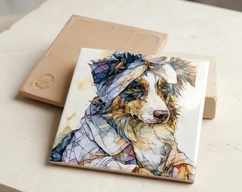 Australian Shepherd Spa Dog Ceramic Tile thumbnail 3