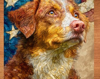 Nova Scotia Duck Tolling Retriever USA Flag Patriotic Dog Ceramic Tile thumbnail 1