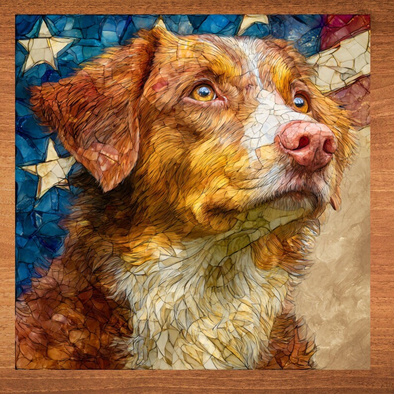 Nova Scotia Duck Tolling Retriever USA Flag Patriotic Dog Ceramic Tile