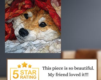 Akita Under the Blanket Ceramic Tile thumbnail 3
