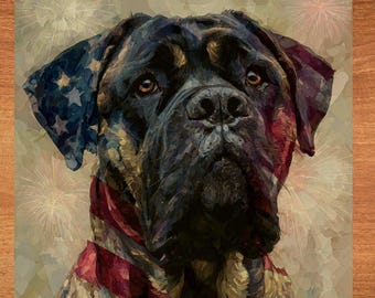 Bullmastiff USA Flag Patriotic Dog Ceramic Tile thumbnail 1