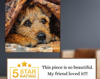 Border Terrier Under the Blanket Ceramic Tile thumbnail 3