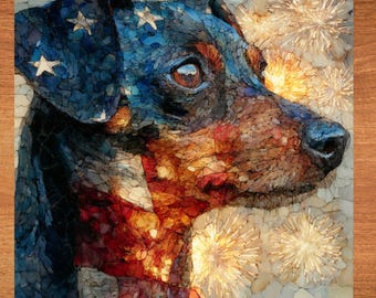 Chiweenie USA Flag Patriotic Dog Ceramic Tile thumbnail 1