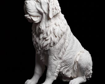 Saint Bernard Realistic Seated Dog Statue thumbnail 2