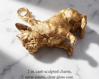 French Bulldog Gold Dog Sculpture Bag Charm thumbnail 2