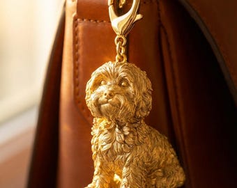 Maltese Gold Dog Sculpture Bag Charm thumbnail 1