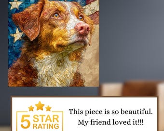 Nova Scotia Duck Tolling Retriever USA Flag Patriotic Dog Ceramic Tile thumbnail 4