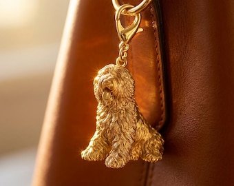 Old English Sheepdog Gold Dog Sculpture Bag Charm thumbnail 1