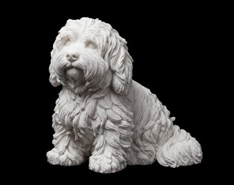 Coton de Tulear Realistic Seated Dog Statue thumbnail 2