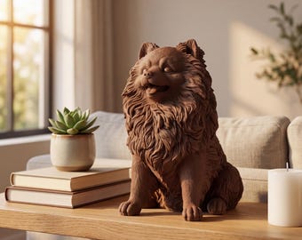 Pomeranian Realistic Seated Dog Statue thumbnail 4