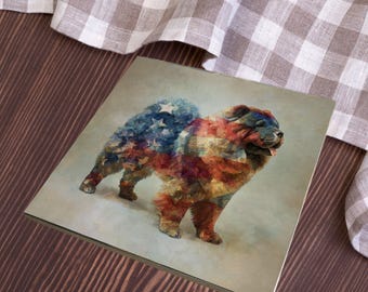 Chow Chow USA Flag Patriotic Dog Ceramic Tile thumbnail 3