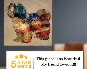Lhasa Apso USA Flag Patriotic Dog Ceramic Tile thumbnail 4