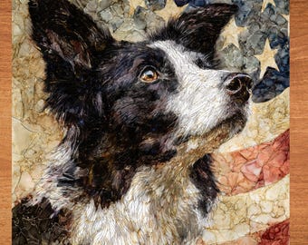 Border Collie USA Flag Patriotic Dog Ceramic Tile thumbnail 1