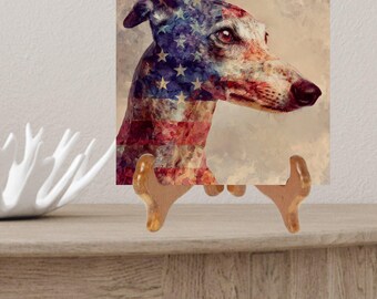 Italian Greyhound USA Flag Patriotic Dog Ceramic Tile thumbnail 3