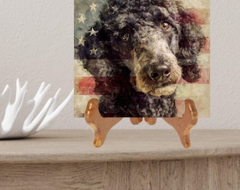 Standard Poodle USA Flag Patriotic Dog Ceramic Tile thumbnail 2