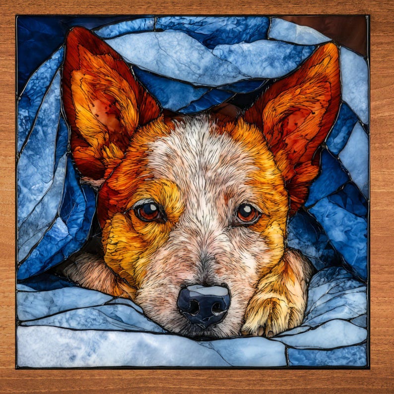 Australian Cattle Dog Under the Blanket Ceramic Tile