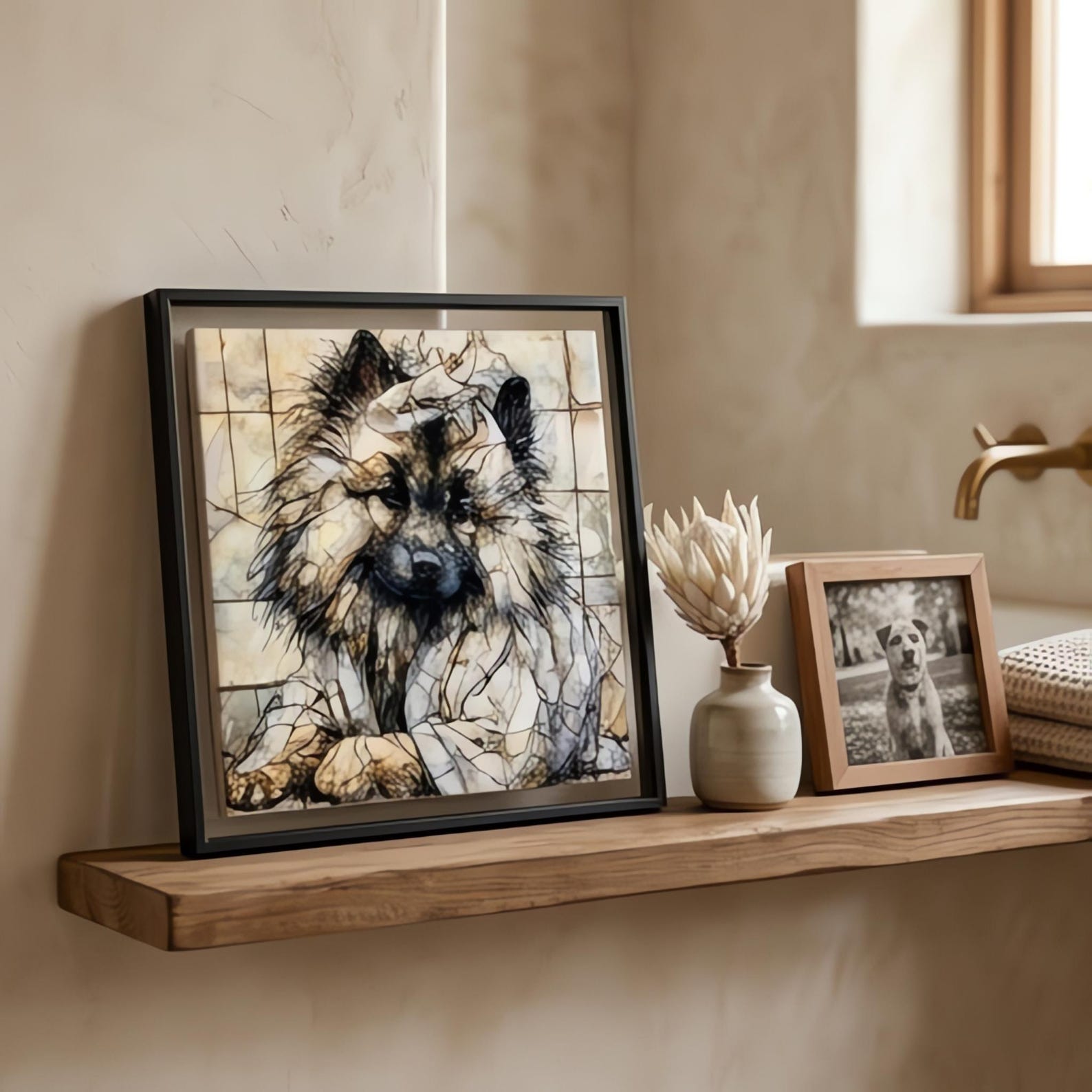 Keeshond Spa Dog Ceramic Tile