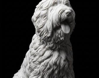 Old English Sheepdog Realistic Seated Dog Statue thumbnail 2