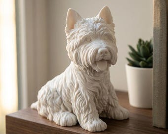 West Highland White Terrier Realistic Seated Dog Statue thumbnail 1