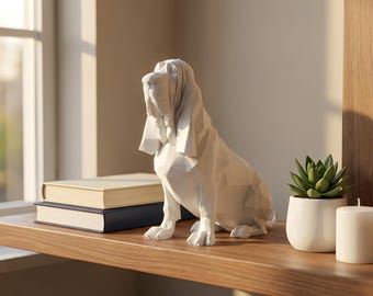 Bloodhound Low-Poly Geometric Dog Statue thumbnail 4