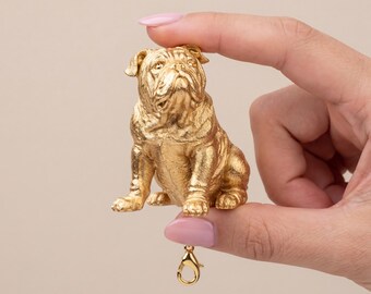 English Bulldog Gold Dog Sculpture Bag Charm thumbnail 4