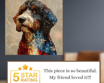 Bernedoodle USA Flag Patriotic Dog Ceramic Tile thumbnail 4