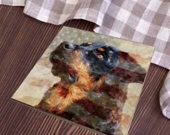 Beauceron USA Flag Patriotic Dog Ceramic Tile thumbnail 4