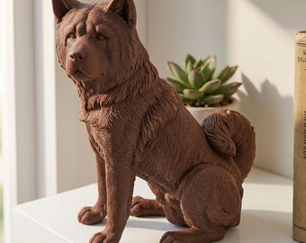 Akita Realistic Seated Dog Statue thumbnail 1