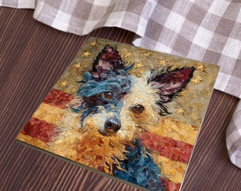 Chinese Crested USA Flag Patriotic Dog Ceramic Tile thumbnail 3