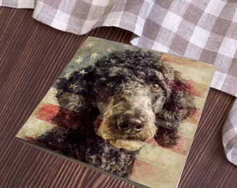 Standard Poodle USA Flag Patriotic Dog Ceramic Tile thumbnail 3