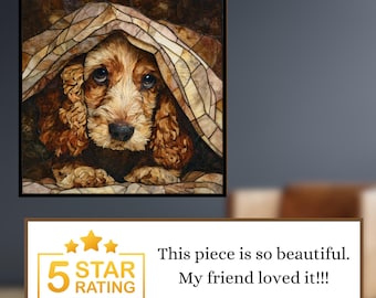 Cocker Spaniel Under the Blanket Ceramic Tile thumbnail 3