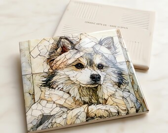 Pomsky Spa Dog Ceramic Tile thumbnail 3