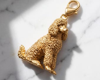 Standard Poodle Gold Dog Sculpture Bag Charm thumbnail 2