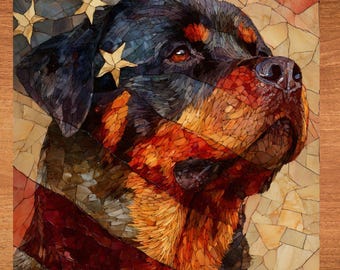 Rottweiler USA Flag Patriotic Dog Ceramic Tile thumbnail 1