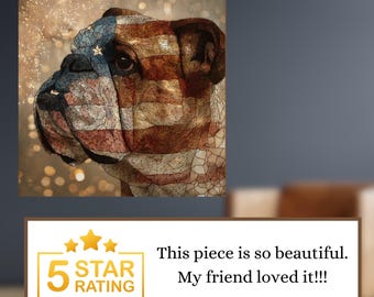 English Bulldog USA Flag Patriotic Dog Ceramic Tile thumbnail 4