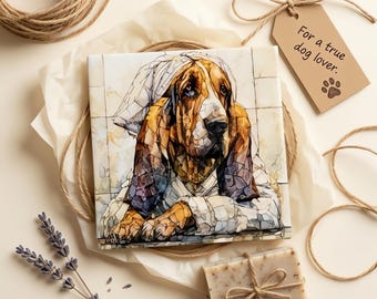 Bloodhound Spa Dog Ceramic Tile thumbnail 2